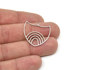 Steel Shield Charm, Stainless Steel Shield Shaped Charms With 1 Loop, Charm Pendants, Findings (26.5x26.5x0.80mm) SMP1977