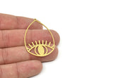 Brass Drop Charm, Raw Brass Eye Charms With 1 Loop, Findings (44x30x0.80mm) SMP1974