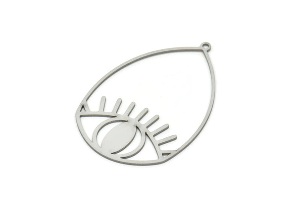 Steel Drop Charm, Stainless Steel Eye Charms With 1 Loop, Findings (44x30x0.80mm) SMP1974