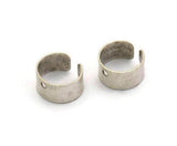 Silver Ear Cuffs, 24 Antique Silver Plated Brass Ear Cuffs With One Hole Round Findings (9mm) D0035 H0934