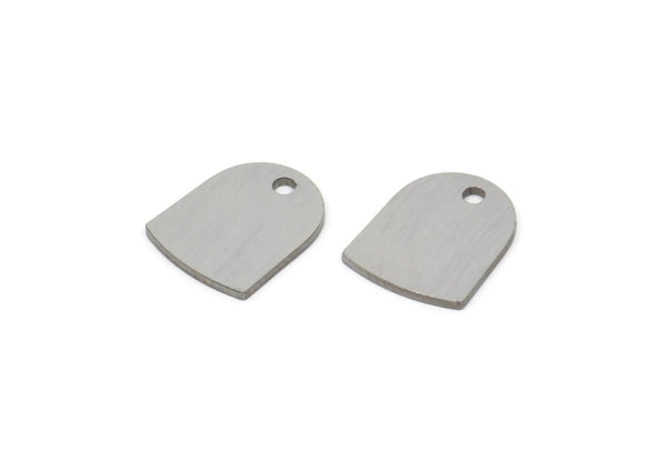 Steel Charm, Stainless Steel, Charm Pendants, Findings, Steel Semi Circle Charms With 1 Hole (12x9.5x0.80mm) SMP1868