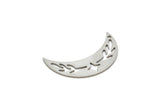 Steel Moon Charm, Stainless Steel Leaf Pattern Crescent Moon Charms With 1 Hole, Findings (28x9x0.80mm) SMP1996