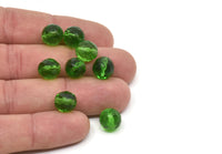 Vintage Faceted Bead, 24 Vintage Green Czech Glass Round Faceted Beads (10mm) CF82 T014