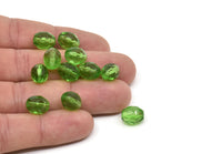 Vintage Faceted Bead, 12 Vintage Green Czech Glass Round Faceted Beads (11x9) CF86 T061