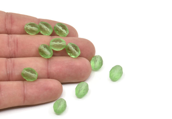Vintage Faceted Bead, 24 Vintage Green Czech Glass Round Faceted Beads (11x7) CF92 T025