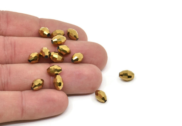 Vintage Gold Bead, 24 Vintage Gold Plastic Oval Beads (8x6mm) CF95 T035