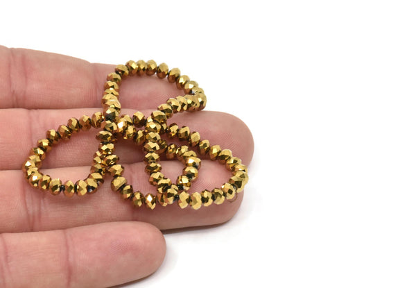 Vintage Gold Bead, 48 Vintage Gold Plastic Oval Beads (3x4mm) CF97 T067