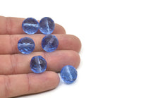 Vintage Blue Bead, 10 Vintage Glass Faceted Blue Beads (14mm) CF108 T023