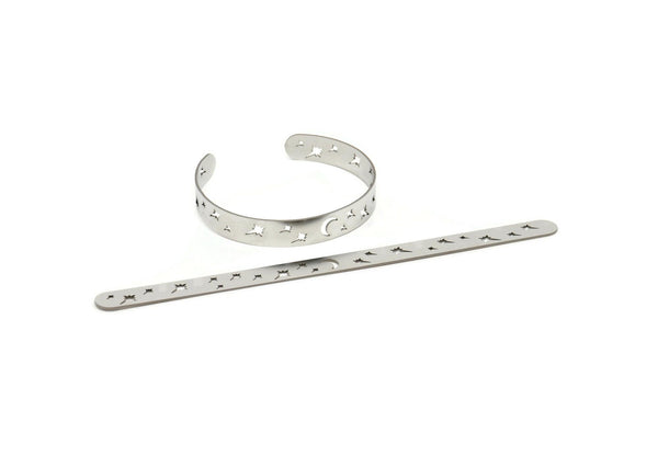 Steel Star Bracelet, Stainless Steel Flat Bracelet, Stainless Steel North Star Patterned Bangle, Bracelet Bangle (157x10x0.80mm) SMP1998