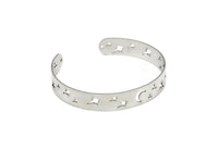 Steel Star Bracelet, Stainless Steel Flat Bracelet With 2 Holes, North Star Patterned Bangle, Bracelet Bangle (157x10x0.80mm) SMP1999
