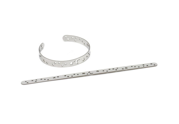 Steel Star Bracelet, Stainless Steel Flat Bracelet, Stainless Steel Star Patterned Bangle, Bracelet Bangle (157x8x0.80mm) SMP2005