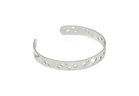 Steel Heart Bracelet, Stainless Steel Flat Bracelet With 2 Holes, Steel Heart Patterned Bangle, Bracelet Bangle (157x8x0.80mm) SMP2002