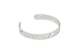 Steel Heart Bracelet, Stainless Steel Flat Bracelet With 2 Holes, Steel Heart Patterned Bangle, Bracelet Bangle (157x8x0.80mm) SMP2002
