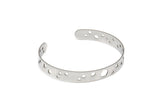 Steel Bracelet, Stainless Steel Flat Bracelet With 2 Holes, Steel Geometric Patterned Bangle, Bracelet Bangle (157x8x0.80mm) SMP2003