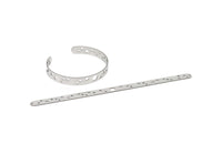 Steel Bracelet, Stainless Steel Flat Bracelet With 2 Holes, Steel Geometric Patterned Bangle, Bracelet Bangle (157x8x0.80mm) SMP2003