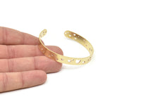 Brass Heart Bracelet, Raw Brass Flat Heart Patterned Bracelet With 2 Holes, Bracelet Findings, Bangle Findings (157x8x1mm) SMP2010
