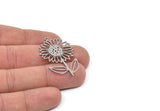 Steel Flower Charm, Stainless Steel Flower Charms With 1 Loop, Charm Earrings, Findings (39x25x0.80mm) SMP2021