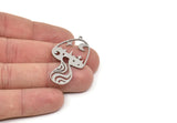 Steel Mushroom Charm, Stainless Steel Mushroom Charms With 1 Loop, Charm Earrings, Findings (44x23x0.80mm) SMP2024