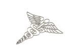 Steel Medical Charm, Stainless Steel Medical Symbol Caduceus Shaped Charms With 1 Loop, Pendants, Findings (49x50x0.80mm) SMP2022