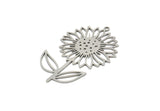 Steel Flower Charm, Stainless Steel Flower Charms With 1 Loop, Charm Earrings, Findings (39x25x0.80mm) SMP2021