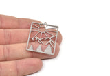 Steel Sun Charm, Stainless Steel Sun Charms With 1 Loop, Mountain Charms (42x28x0.80mm) SMP2028