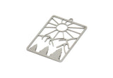 Steel Sun Charm, Stainless Steel Sun Charms With 1 Loop, Mountain Charms (42x28x0.80mm) SMP2028