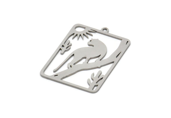 Steel Leopard Charm, Stainless Steel Leopard Charms With 1 Loop, Findings (32x23x0.80mm) SMP2029