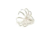 Silver Claw Ring, 925 Sterling Silver Plated Brass Claw Ring With 1 Stone Settings - Ring Size : 18mm N1686 H0977