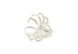 Silver Claw Ring, 925 Sterling Silver Plated Brass Claw Ring With 1 Stone Settings - Ring Size : 18mm N1686 H0977