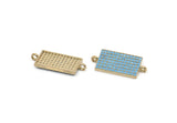Brass Rectangle Charm, 2 Raw Brass Rectangle Charms With 2 Loops, Pendants, Findings (25x11x2mm) F045