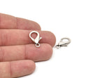 Silver Parrot Clasp, 6 Antique Silver Plated Brass Lobster Claw Clasps, Findings (21x11x4mm) F047