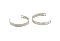 Silver Heart Bangle, Antique Silver Plated Brass Cuff Bracelet Blank Bangle With 2 Heart Holes (10x0.80mm) BRC011