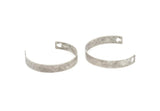 Silver Heart Bangle, Antique Silver Plated Brass Cuff Bracelet Blank Bangle With 2 Heart Holes (10x0.80mm) BRC011
