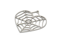 Steel Heart Charm, Stainless Steel Spider Web Charms With 1 Loop, Charm Pendants, Findings (28x28x0.80mm) SMP2031