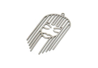 Steel Face Charm, Stainless Steel Face Charms With 1 Loop, Pendants, Earrings, Findings (43x21x0.80mm) SMP2032