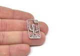 Steel Cactus Charm, Stainless Steel Cactus Charms With 1 Loop, Earring Charms, Findings (33x15x0.80mm) SMP2036