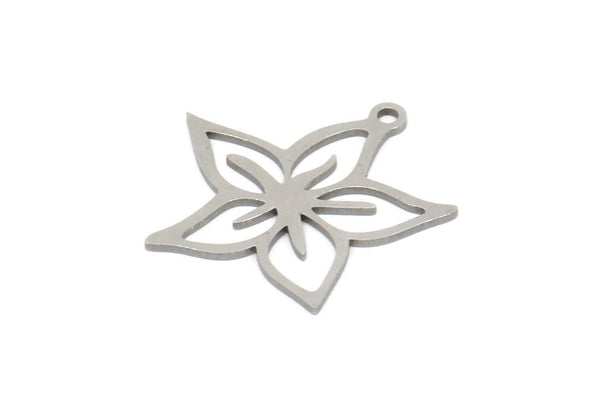 Steel Flower Charm, Stainless Steel Flower Charms With 1 Loop, Charm Earrings, Findings (21x22x0.80mm) SMP2043