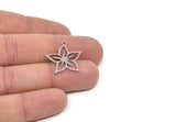 Steel Flower Charm, Stainless Steel Flower Charms With 1 Loop, Charm Earrings, Findings (21x22x0.80mm) SMP2043