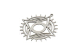 Steel Eye Charm, Stainless Steel Eye Shaped Charms With 1 Loop, Findings (34x32x0.80mm) SMP2044