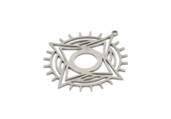 Steel Eye Charm, Stainless Steel Eye Shaped Charms With 1 Loop, Findings (34x32x0.80mm) SMP2044