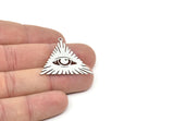 Steel Triangle Charm, Stainless Steel Eye Patterned Triangle Shaped Charms With 1 Loop, Findings (31x34x0.80mm) SMP2045