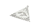 Steel Triangle Charm, Stainless Steel Eye Patterned Triangle Shaped Charms With 1 Loop, Findings (31x34x0.80mm) SMP2045