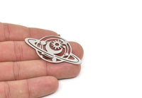 Steel Saturn Charm, Stainless Steel Saturn Shaped Charms With 1 Loop, Pendants, Planet Findings (32x53x0.80mm) SMP2047