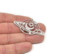Steel Saturn Charm, Stainless Steel Saturn Shaped Charms With 1 Loop, Pendants, Planet Findings (32x53x0.80mm) SMP2047