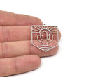 Steel Rectangle Charm, Stainless Steel Sun And Desert Patterned Rectangle Shaped Charms With 1 Loop, Cactus Findings (37x27x0.80mm) SMP2049