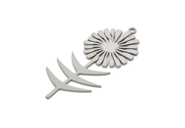 Steel Flower Charm, Stainless Steel Sunflower Shaped Charms With 1 Loop, Earring Charms (41x19x0.80mm) SMP2054