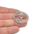 Steel Round Charm, Stainless Steel Horus Eye Charms With 1 Loop, Charm Pendants, Findings (38x36x0.80mm) SMP2057