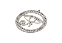 Steel Round Charm, Stainless Steel Horus Eye Charms With 1 Loop, Charm Pendants, Findings (38x36x0.80mm) SMP2057
