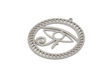 Steel Round Charm, Stainless Steel Horus Eye Charms With 1 Loop, Charm Pendants, Findings (38x36x0.80mm) SMP2057