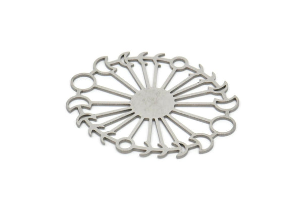 Steel Sun Charm, Stainless Steel Moon Phases Charms, Charms, Findings (40x33x0.80mm) SMP2060
